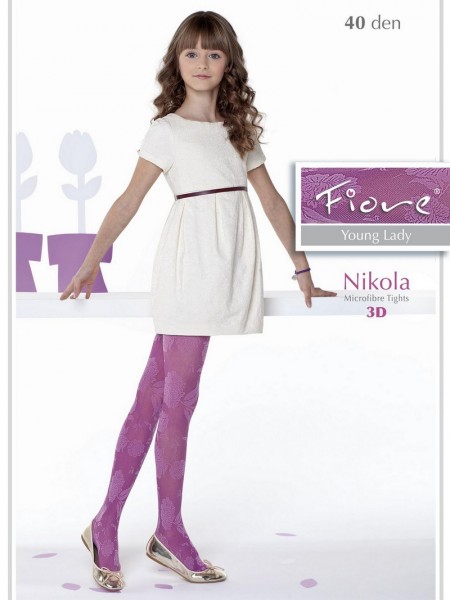 Fiore Maedchenstrumpfhose mit elegantem Blumenmuster Nikola 40 DEN