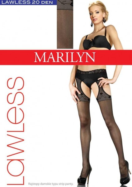 Marilyn Feinstrumpfhose in Strapsoptik mit dezentem Blumenmuster Lawless, 20 DEN