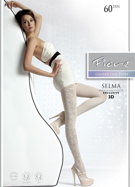 Fiore Blickdichte Strumpfhose mit floralem 3D-Muster Selma