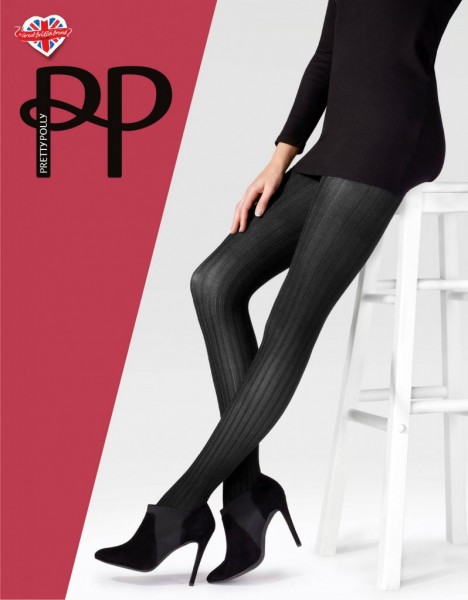 Weiche, blickdichte Strumpfhose mit samtigem Rippeneffekt Velvet Rib von Pretty Polly