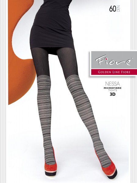 Blickdichte Strumpfhose in Overknee-Optik mit winterlichem Muster Nessa von Fiore